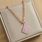 CZ Stone Chunky Necklace With Square Shape