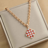 CZ Stone Chunky Necklace With Square Shape