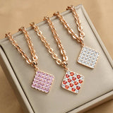 CZ Stone Chunky Necklace With Square Shape