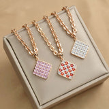 CZ Stone Chunky Necklace With Square Shape