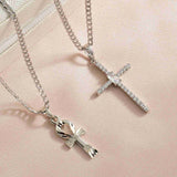 White gold-plated Cross Ankh Egyptian Necklace