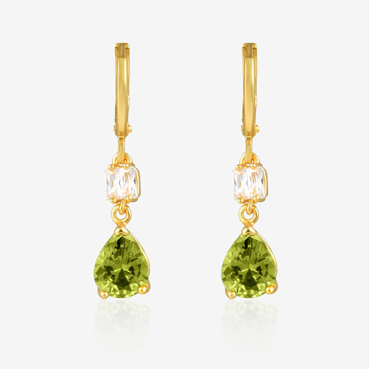 Olive Green CZ Stone Drop Earrings E45