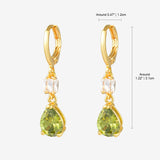 Olive Green CZ Stone Drop Earrings E45