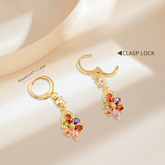 Multi-Color CZ Stone Drop Earrings E48