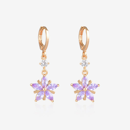 Purple Snowflake Drop Earrings E55