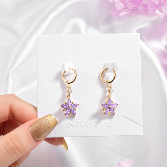 Purple Snowflake Drop Earrings E55