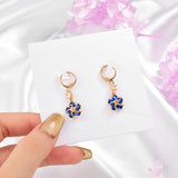 Deep Sea Blue CZ Stone Drop Earrings E56