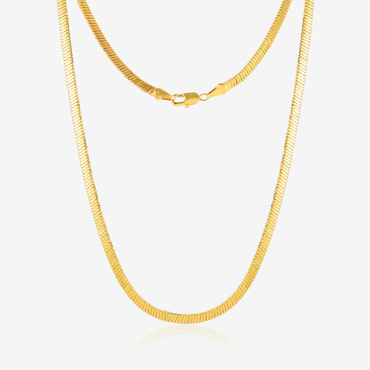 Unisex Snake Herringbone Necklace With 24K gold-plated