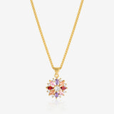 Lucky Flower Leaves Pendant Necklace For Women ( CZ stone )