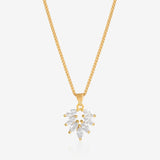 Lucky Flower Leaves Pendant Necklace For Women ( CZ stone )