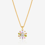 Lucky Flower Leaves Pendant Necklace For Women ( CZ stone )