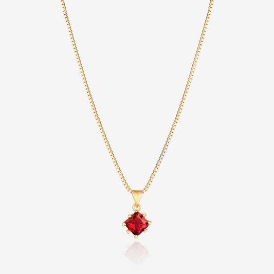 Lucky Suqare Pendant Necklace With 24K gold-plated