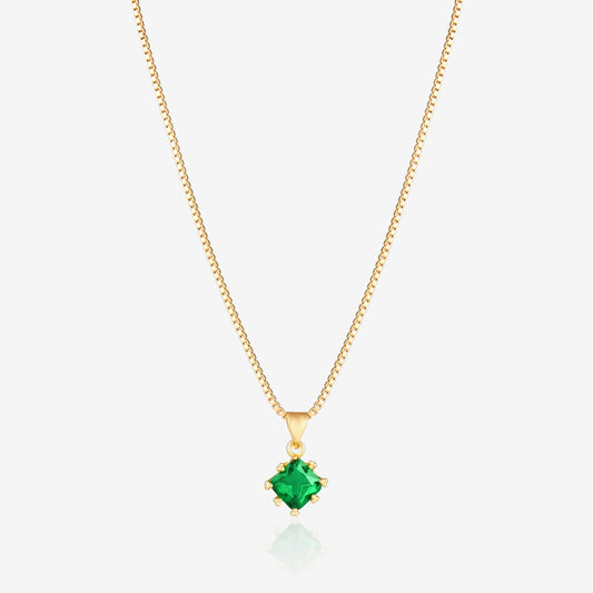 Lucky Suqare Pendant Necklace With 24K gold-plated