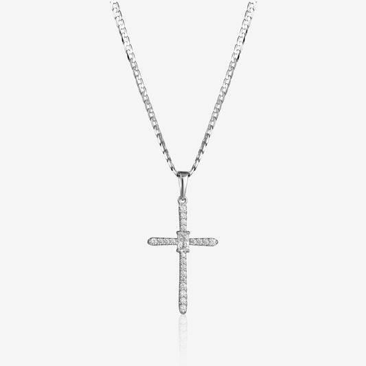 White gold-plated Cross Ankh Egyptian Necklace