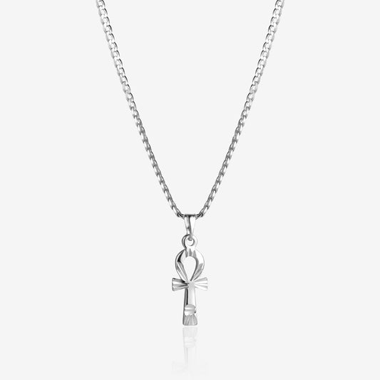 White gold-plated Cross Ankh Egyptian Necklace