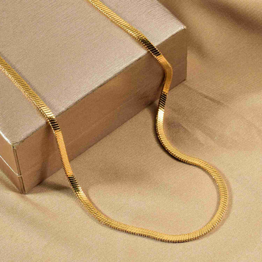 Unisex Snake Herringbone Necklace With 24K gold-plated