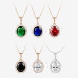 Oval Pendant Necklaces Blue Green Red Styles