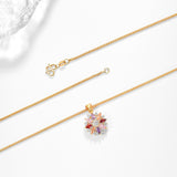 Lucky Flower Leaves Pendant Necklace For Women ( CZ stone )