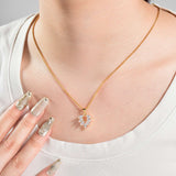 Lucky Flower Leaves Pendant Necklace For Women ( CZ stone )