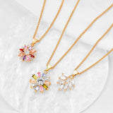 Lucky Flower Leaves Pendant Necklace For Women ( CZ stone )