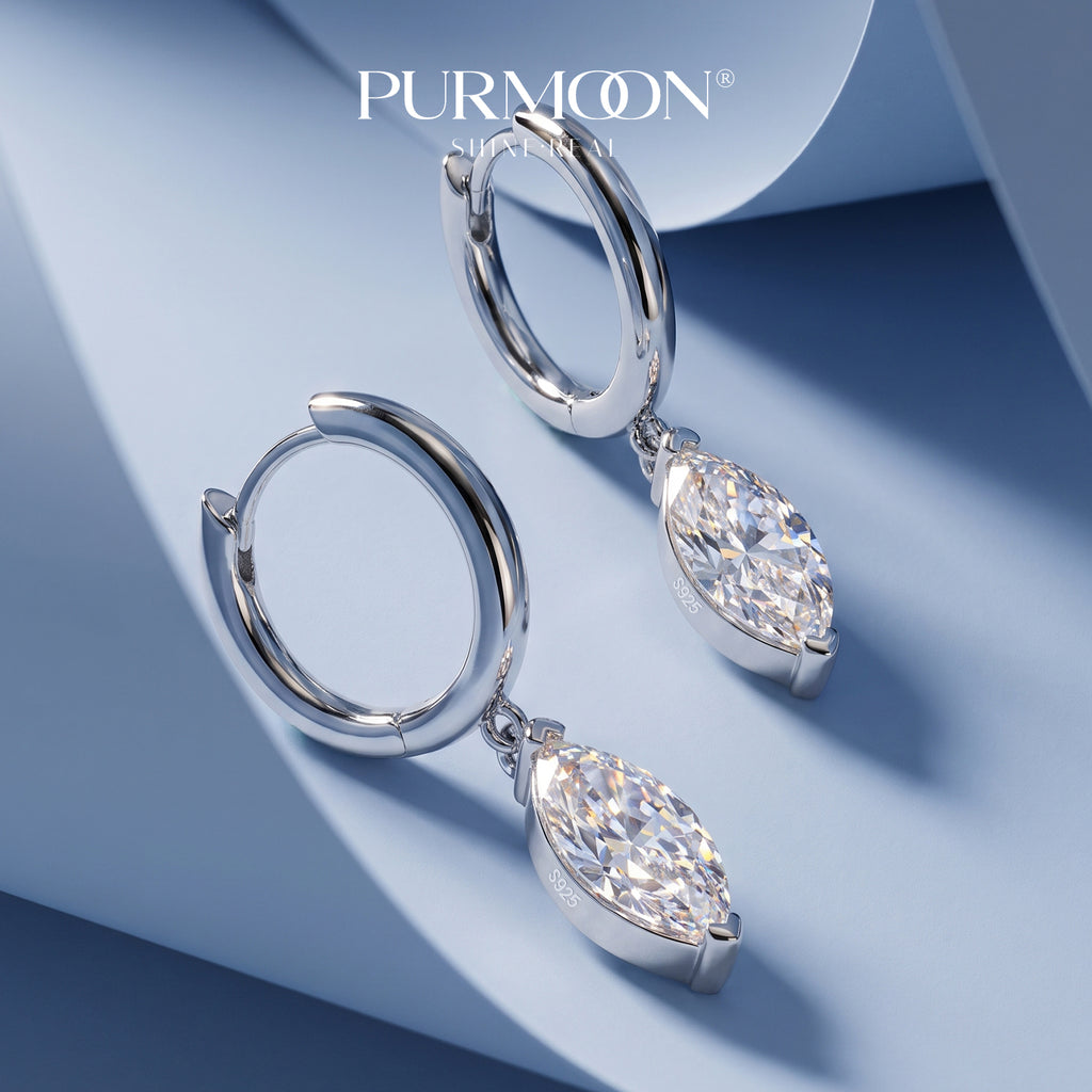 Marquise Drop Hoops