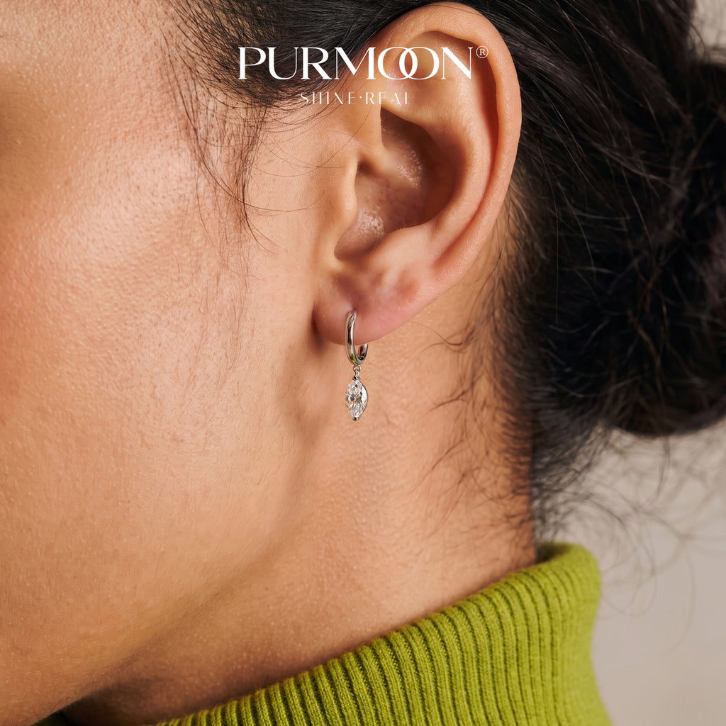 Marquise Drop Hoops