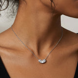 Linked Hearts Moissanite Necklace 2×1CT Pear-Cut Hearts Meaningful Heart Valentine